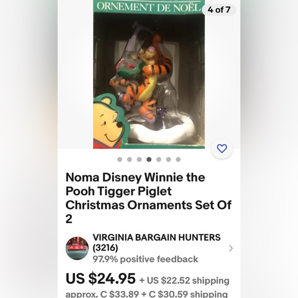 Vintage 1989 Alderbrook/noma rotating Winnie the Pooh Tigger rotating ornament - Picture 8 of 10